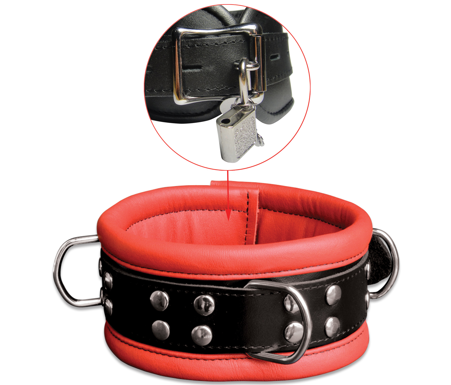 High Quality - Leder Halsfessel Red abschließbar