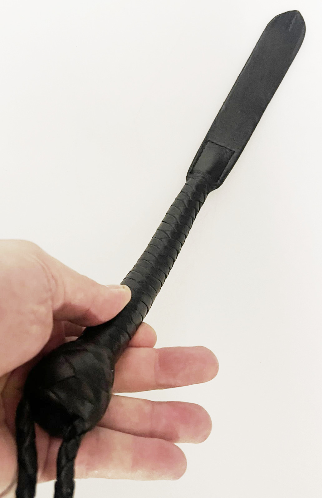 Kurzer Kantschu - Hochwertige Lederpeitsche mit Klatsche 36cm